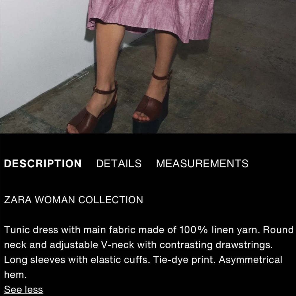 2026 Zara ZW Pink Tie-Dye Tunic Dress - Picture 4 of 6